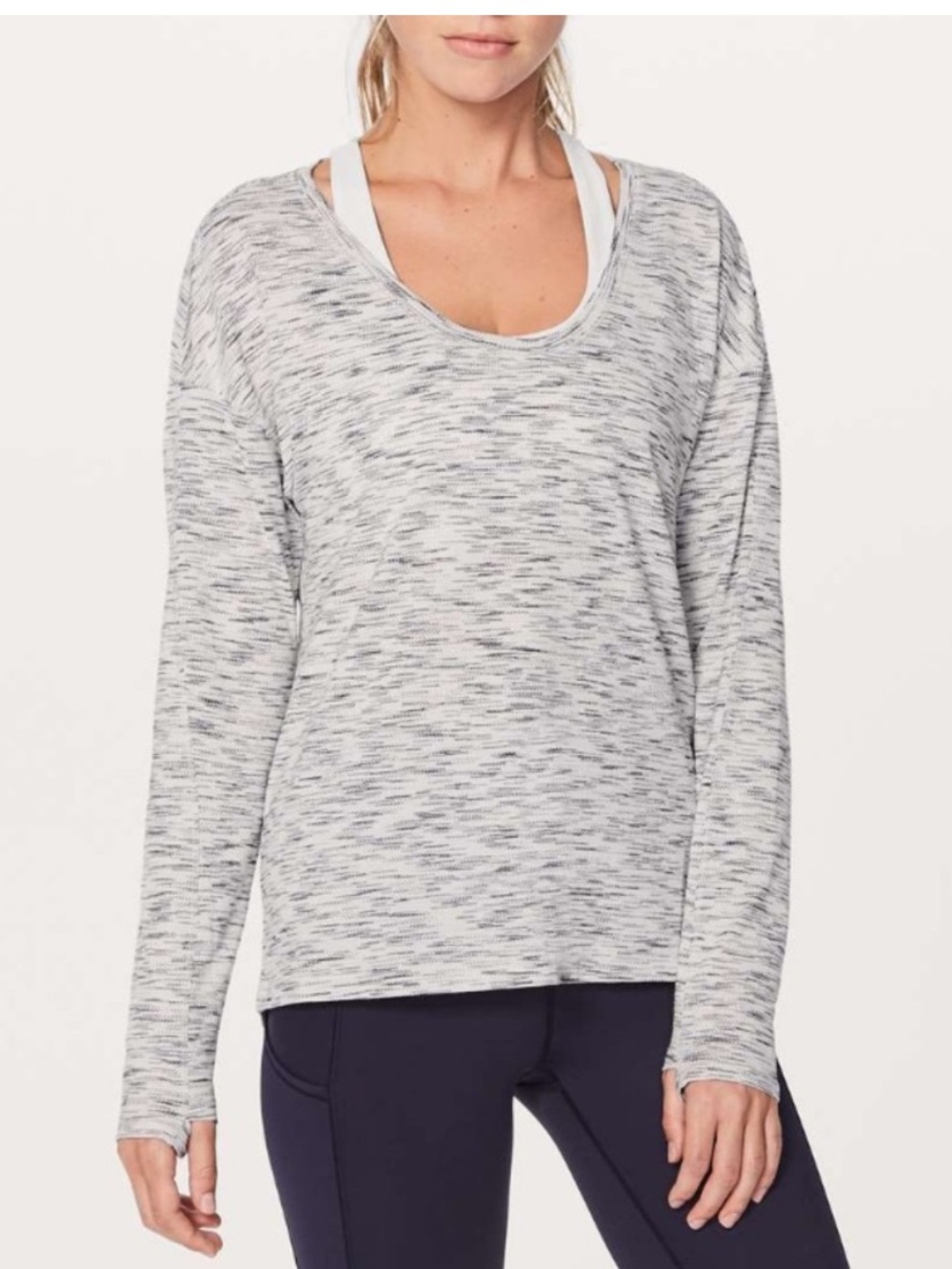 ·Lululemon· Gray Meant to Move Long Sleeve Tiger Space Dye Shirt